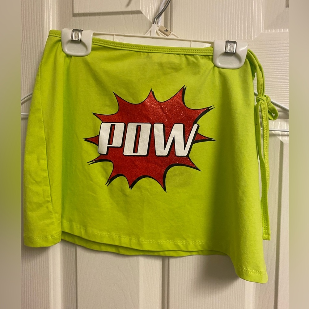 Cute lime green POW tie skirt Club exx super hero cosplay